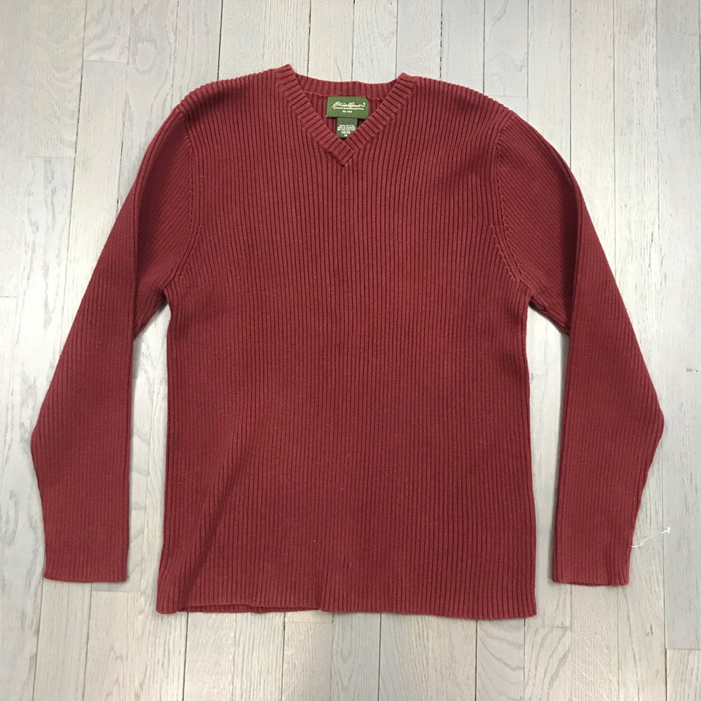 NWOT Eddie Bauer V Neck Ribbed Pullover Sweater